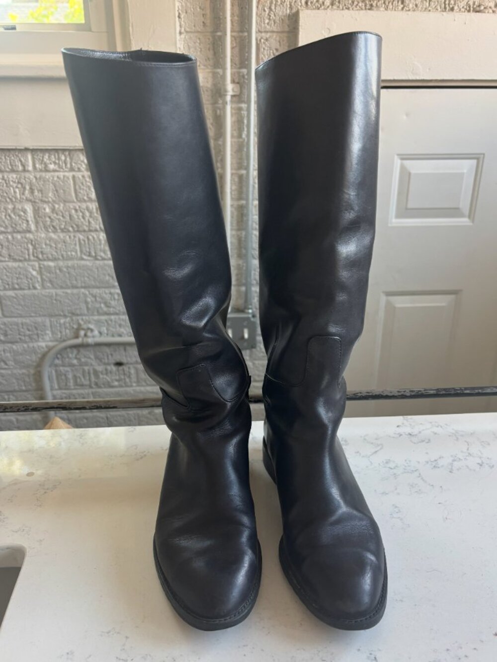 Stuart Weitzman Tall Black Leather Riding Boot